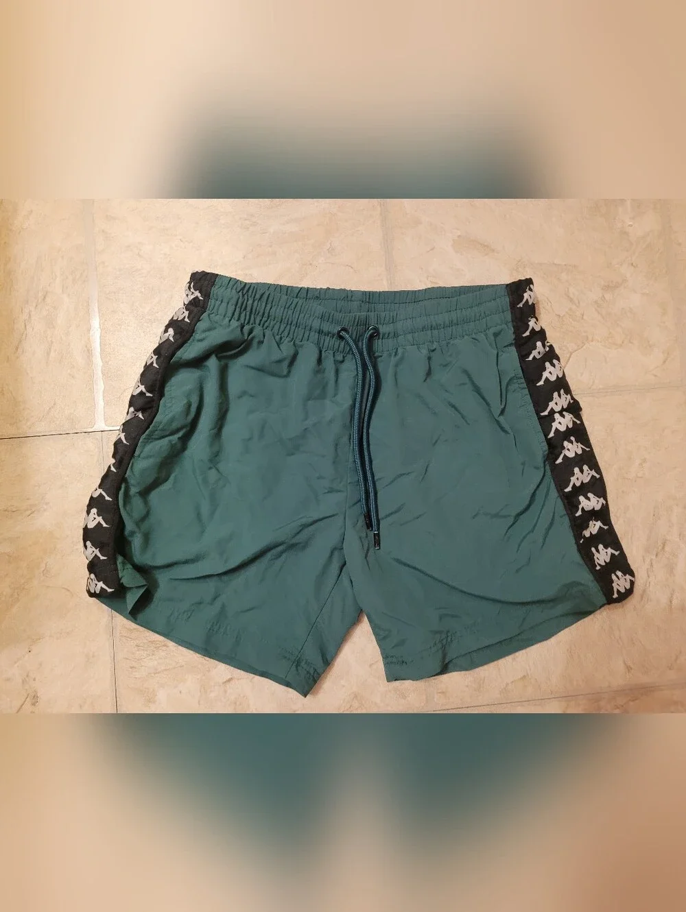 Kappa Banda Coney Mens Drawstring Shorts Medium Green Mesh Pockets
